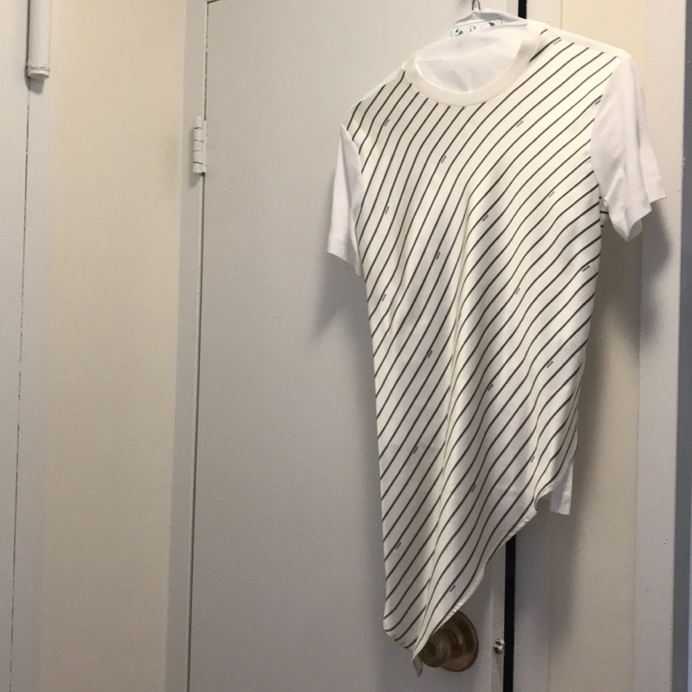 Mines white stripe shirt asymmetrical XS NWOT